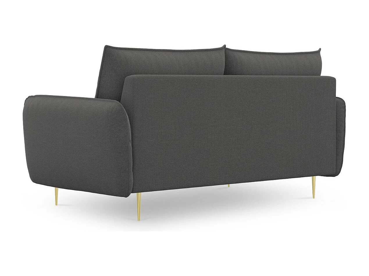 Cosmopolitan Design - Sofa, "Vienna" 2 miejsca tkanina strukturalna, szary ciemny - 160x92x95cm