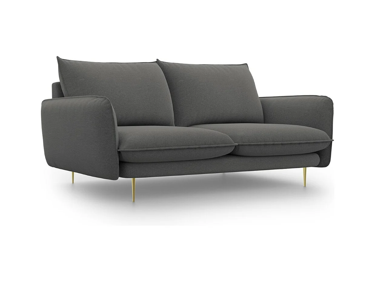 Cosmopolitan Design - Canapé "Vienna" 2 places en tissu structurel gris foncé - 160x92x95cm