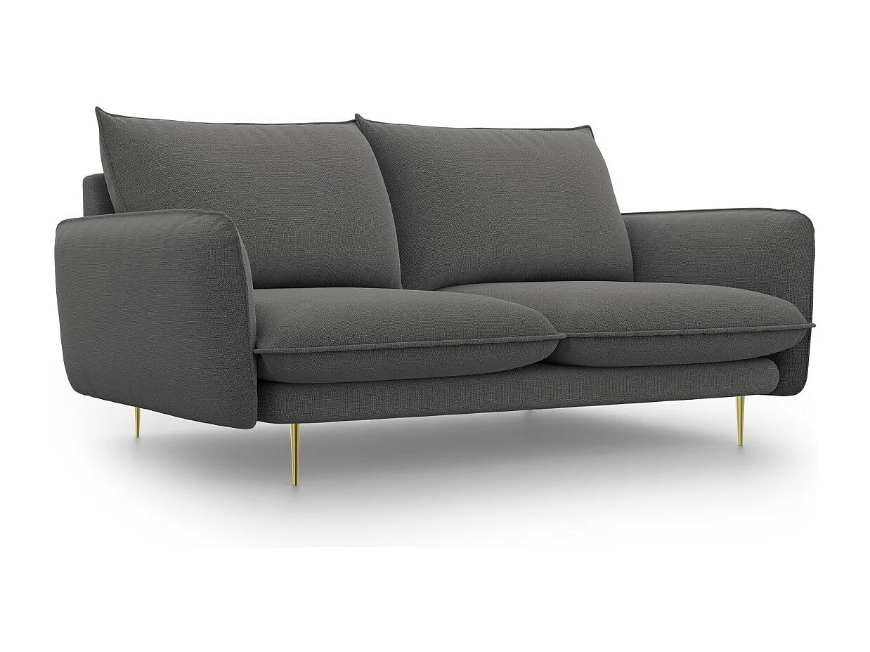 Cosmopolitan Design - Canapé "Vienna" 2 places en tissu structurel gris foncé - 160x92x95cm