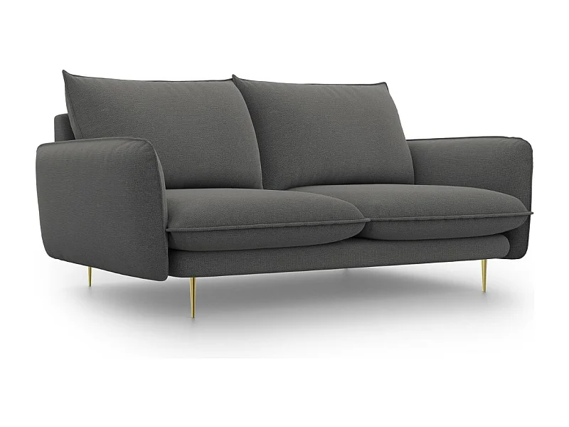 Cosmopolitan Design - Sofá "Vienna" 2 lugares em tecido estrutural cinza escuro - 160x92x95cm