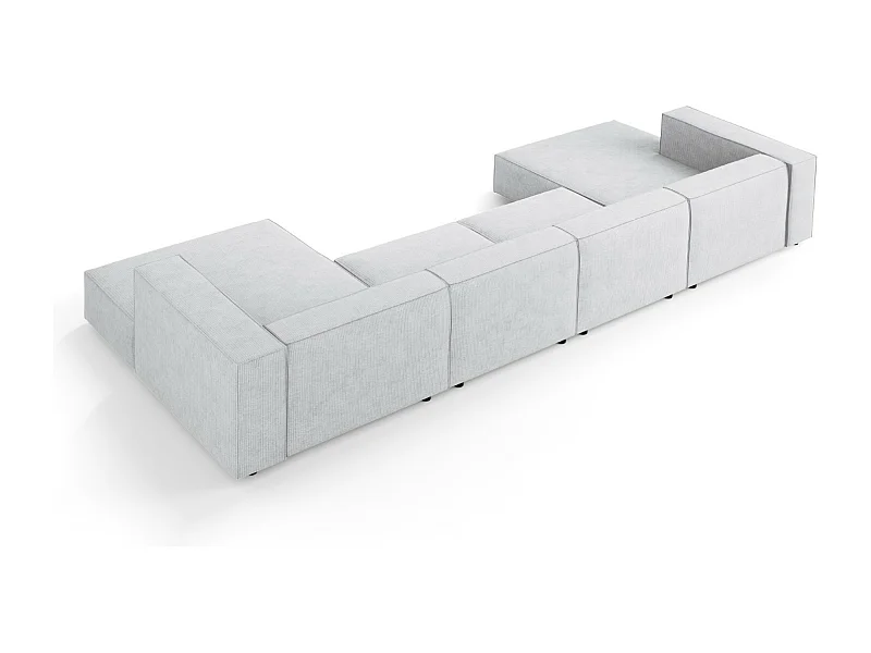 Cosmopolitan Design - 6-Sitzer Panoramasofa "Arendal" aus Chenille-Stoff mit Rippeneffekt hellgrau - 364x166x70cm