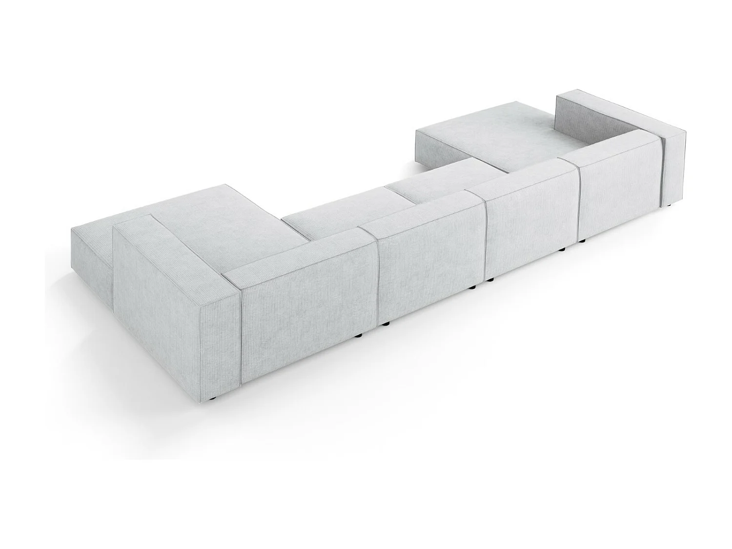 Cosmopolitan Design - 6-Sitzer Panoramasofa "Arendal" aus Chenille-Stoff mit Rippeneffekt hellgrau - 364x166x70cm