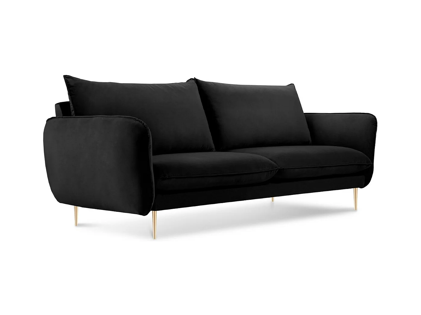 Cosmopolitan Design - Canapé "Vienna" 2 places en velours noir - 160x92x95cm