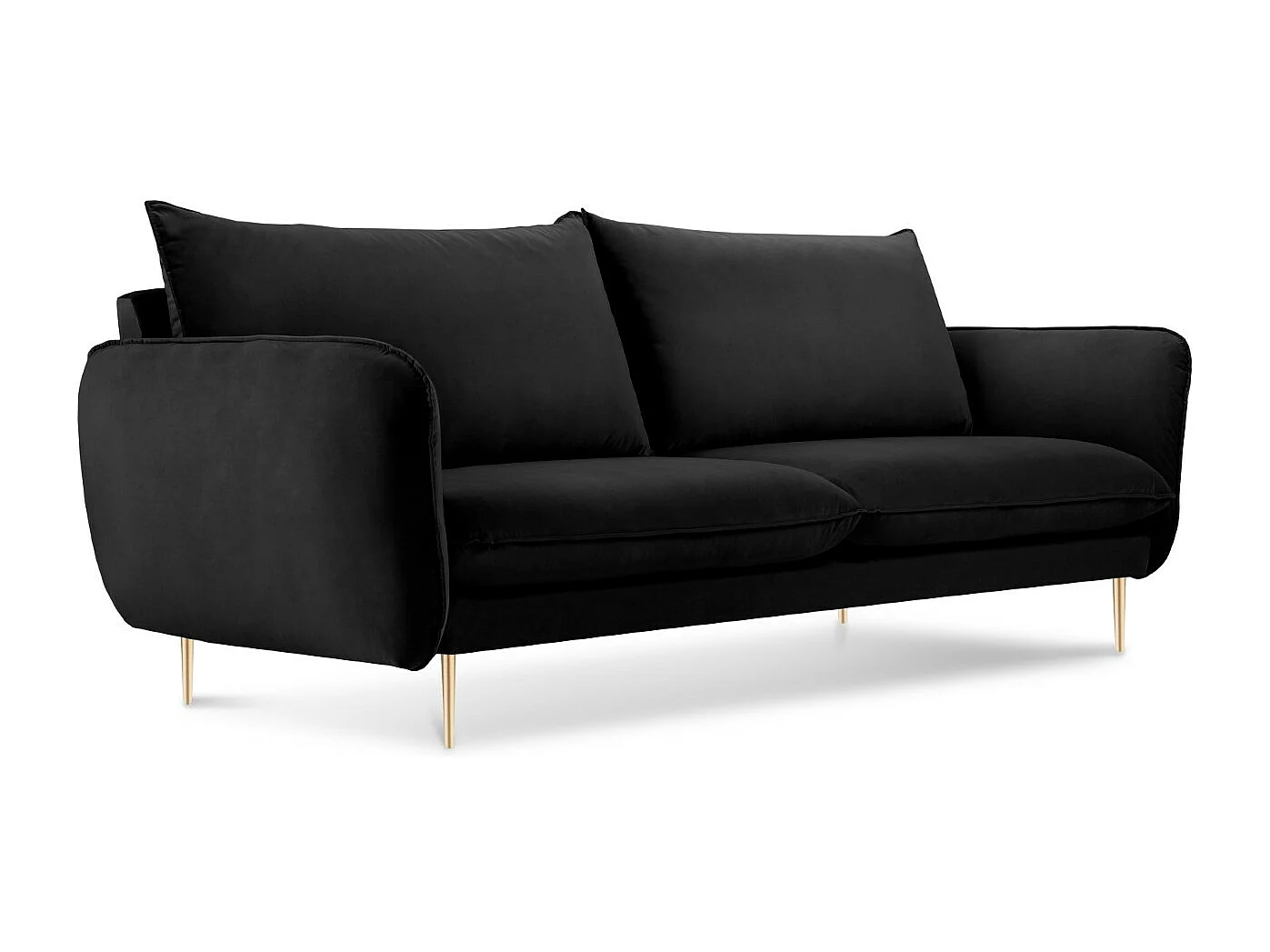 Cosmopolitan Design - Canapé "Vienna" 2 places en velours noir - 160x92x95cm