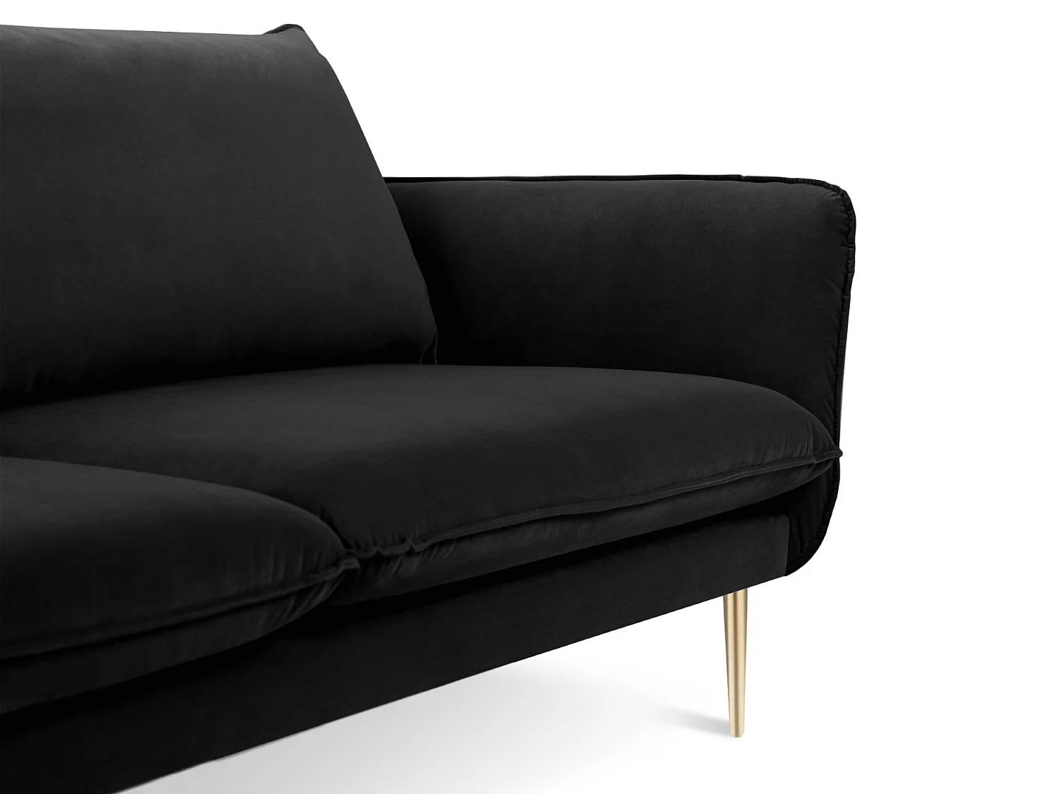 Cosmopolitan Design - Canapé "Vienna" 2 places en velours noir - 160x92x95cm