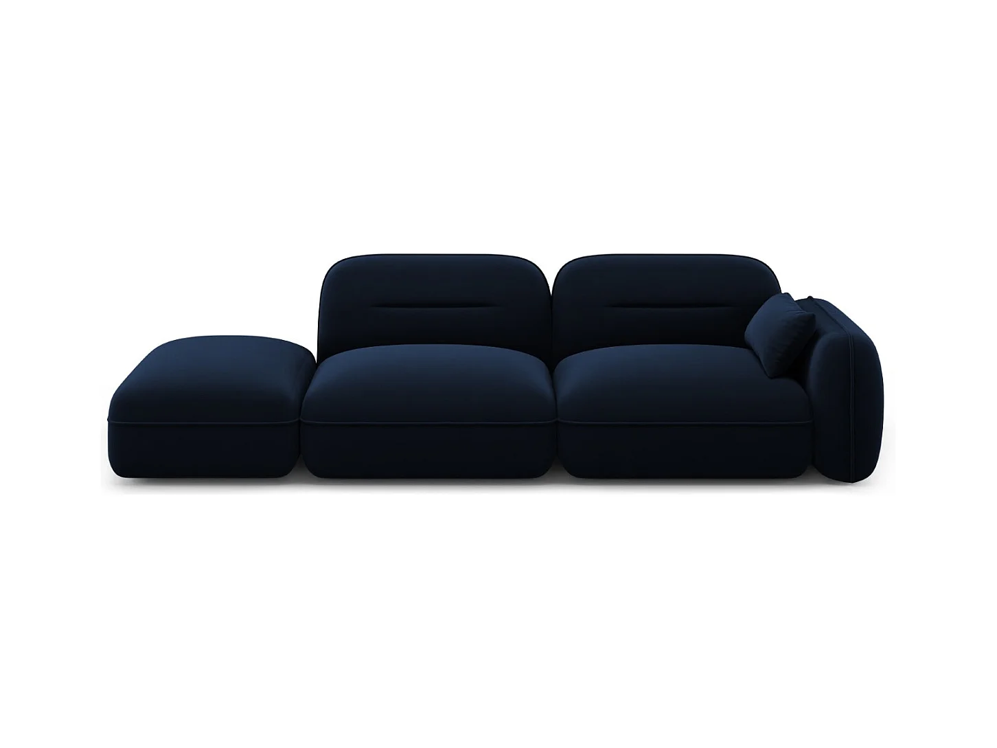 Cosmopolitan Design - Linker modulaire bank "Sydney" 3 zitplaatsen, Flueel, Koningsblauw - 295x90x70cm