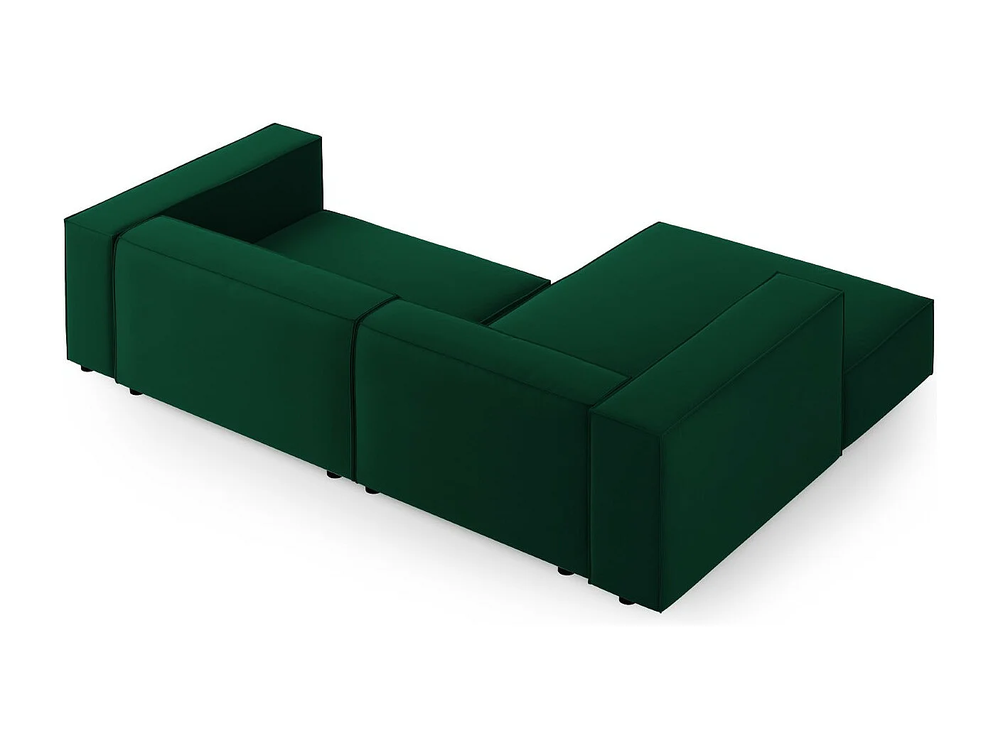 Cosmopolitan Design - Sofá esquinero izquierdo "Arendal" 3 plazas de terciopelo verde botella - 224x166x70cm