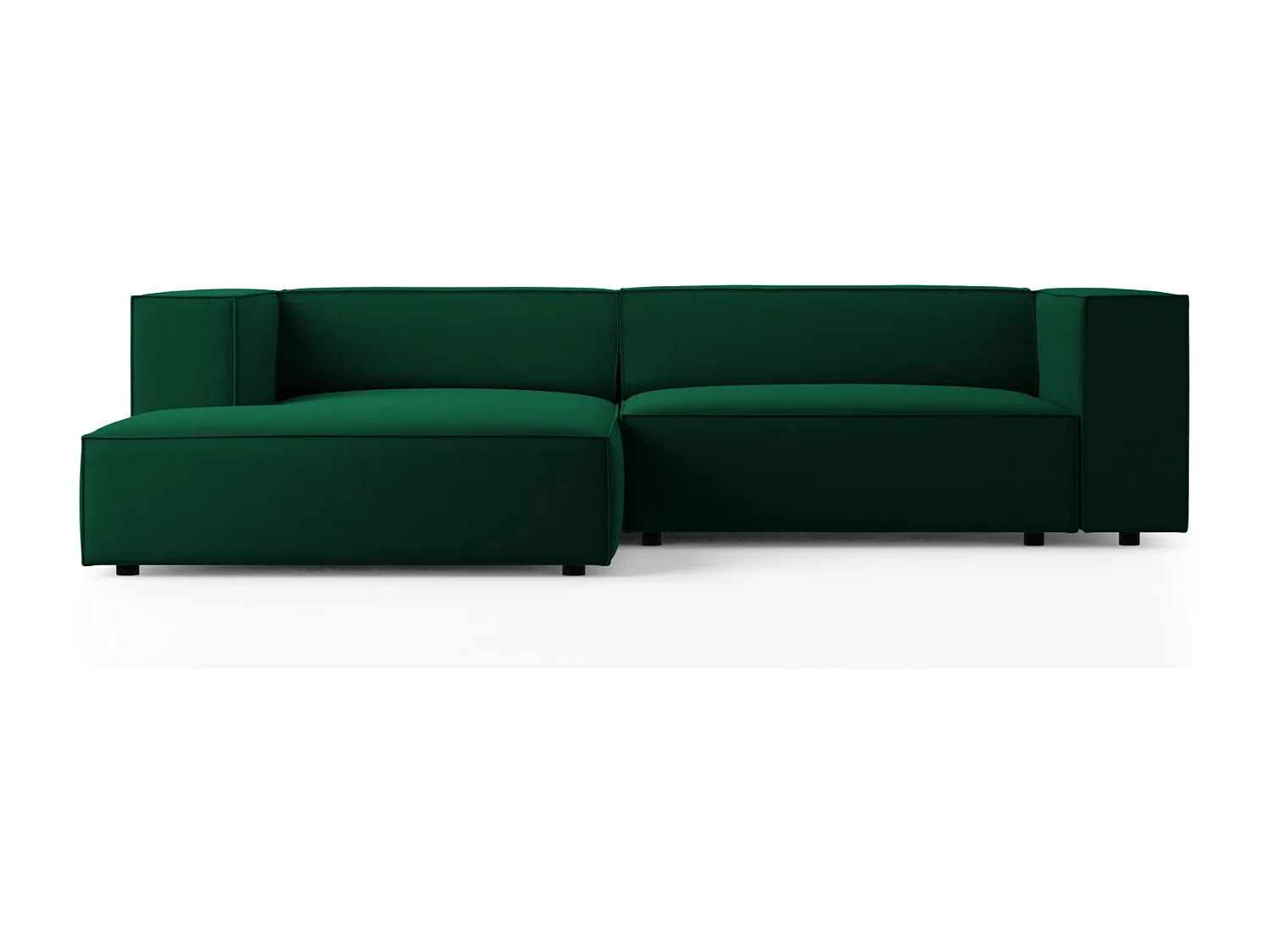 Cosmopolitan Design - Sofá de canto esquerdo "Arendal" 3 lugares em veludo verde garrafa - 224x166x70cm