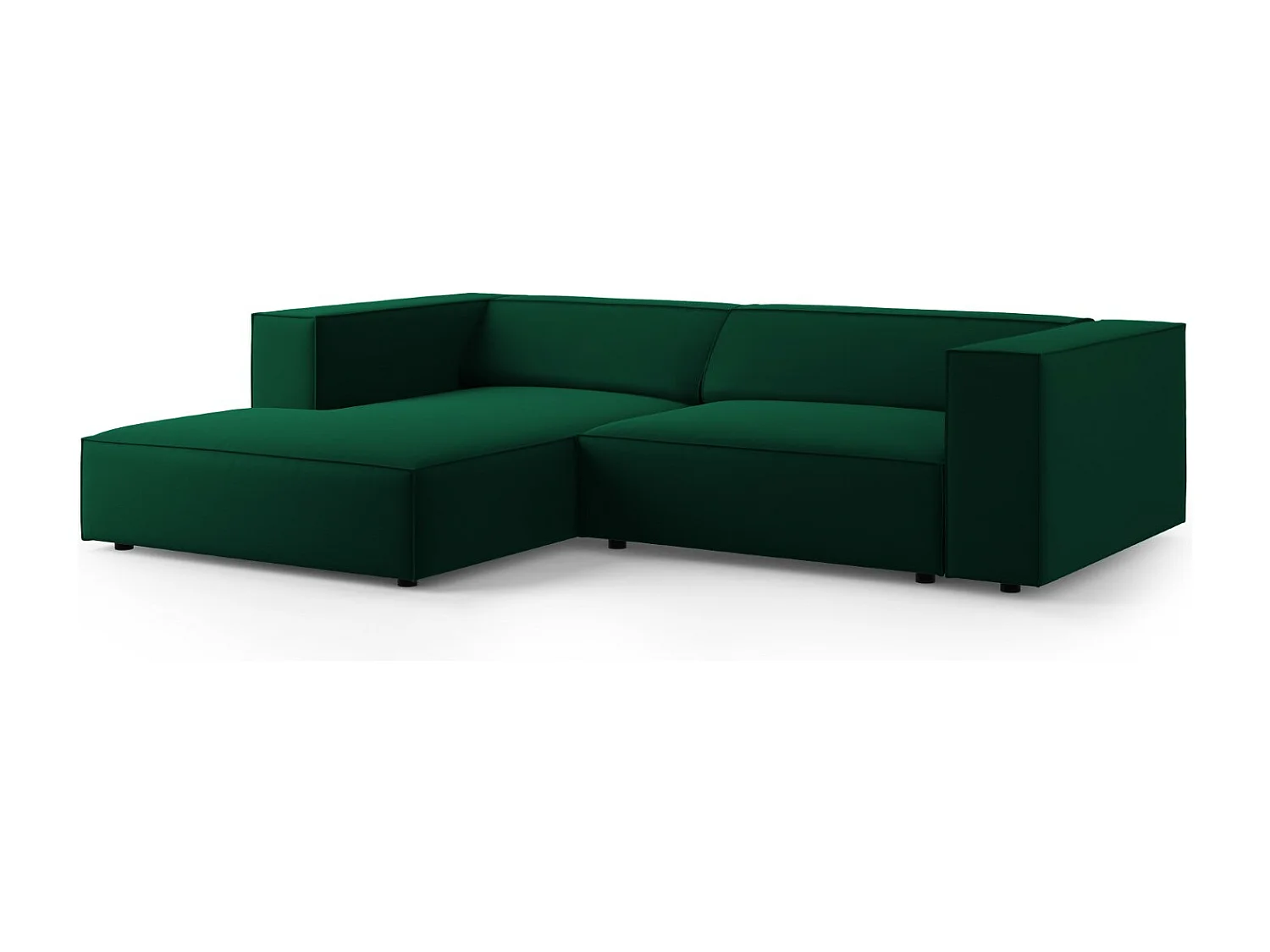 Cosmopolitan Design - Sofá de canto esquerdo "Arendal" 3 lugares em veludo verde garrafa - 224x166x70cm
