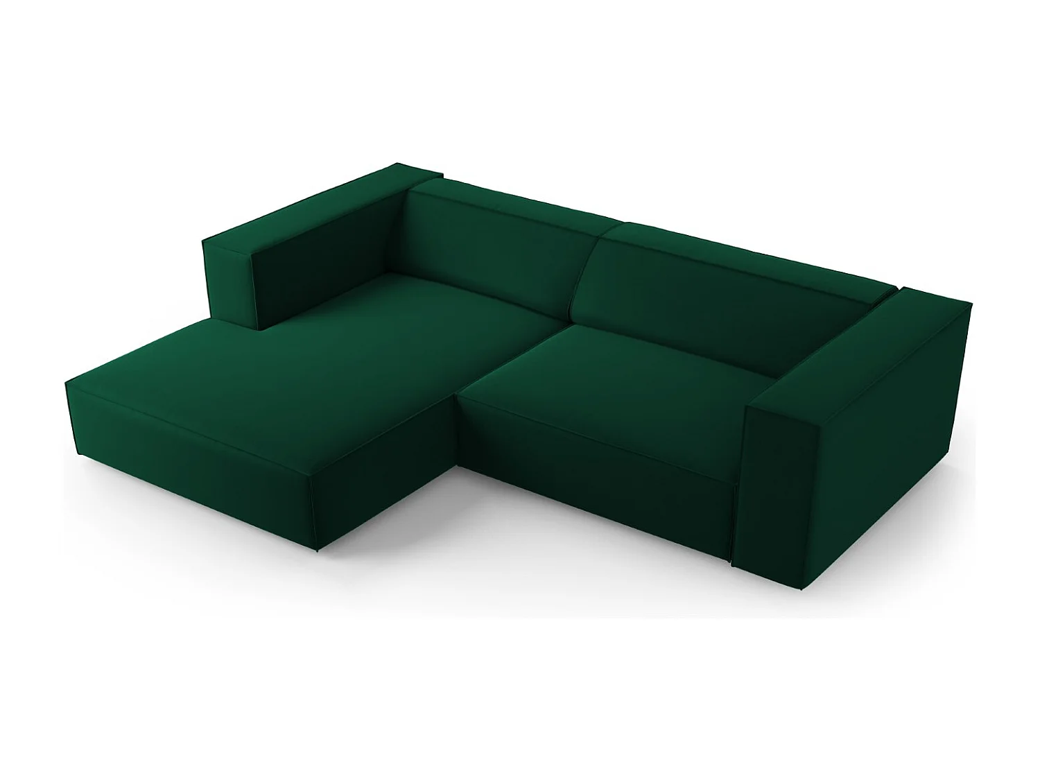 Cosmopolitan Design - Sofá de canto esquerdo "Arendal" 3 lugares em veludo verde garrafa - 224x166x70cm