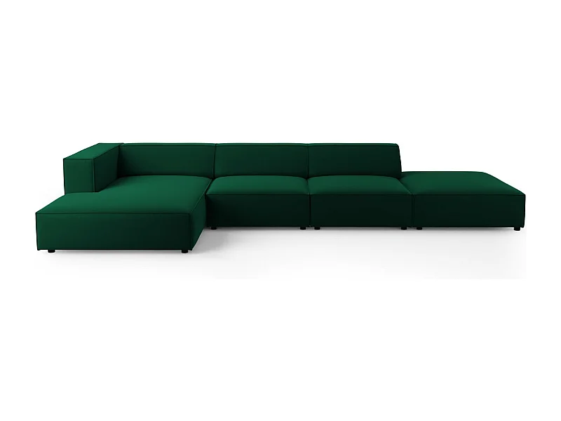 Cosmopolitan Design - Divano angolare sinistro "Arendal" 5 posti in velluto verde bottiglia - 341x166x70cm