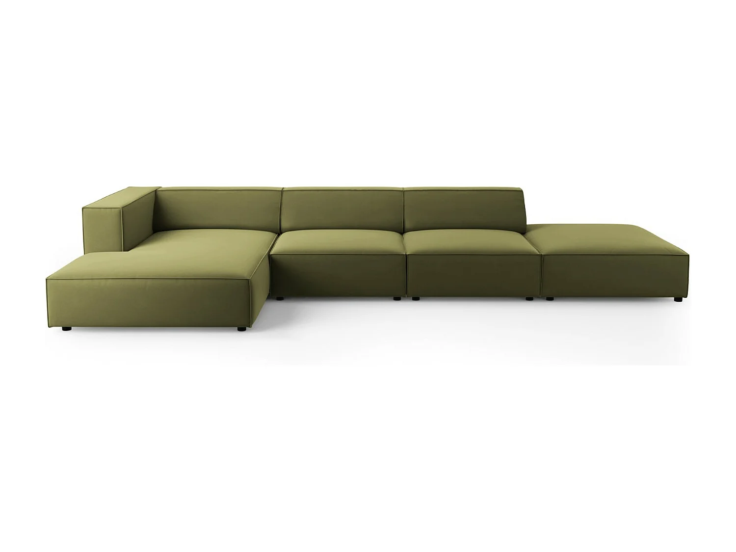 Cosmopolitan Design - Linker hoekbank "Arendal" 5 zitplaatsen, Flueel, Lichtgroen - 341x166x70cm