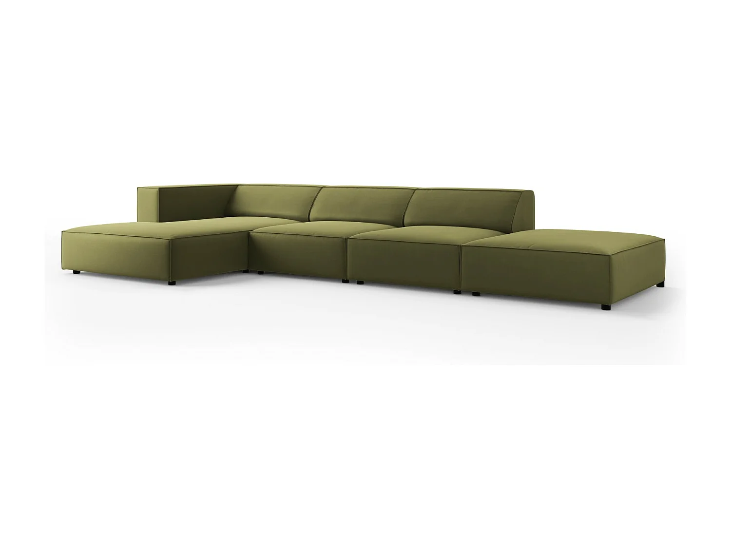 Cosmopolitan Design - Linker hoekbank "Arendal" 5 zitplaatsen, Flueel, Lichtgroen - 341x166x70cm