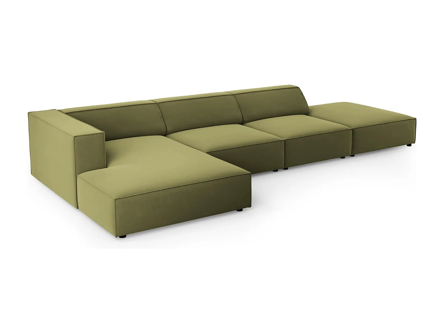Cosmopolitan Design - Linker hoekbank "Arendal" 5 zitplaatsen, Flueel, Lichtgroen - 341x166x70cm
