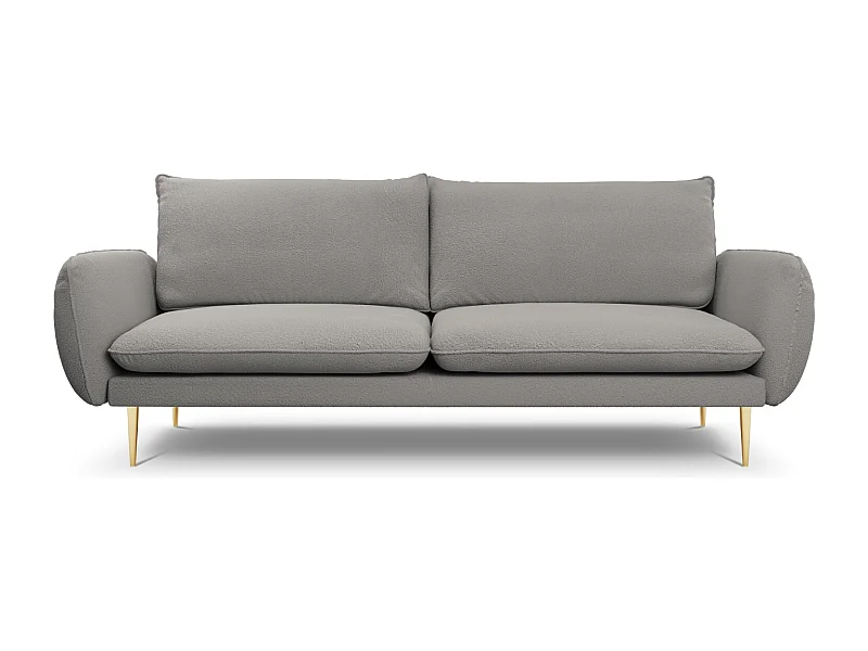 Cosmopolitan Design - Sofá "Vienna" 4 lugares em tecido bouclé cinza - 230x92x95cm