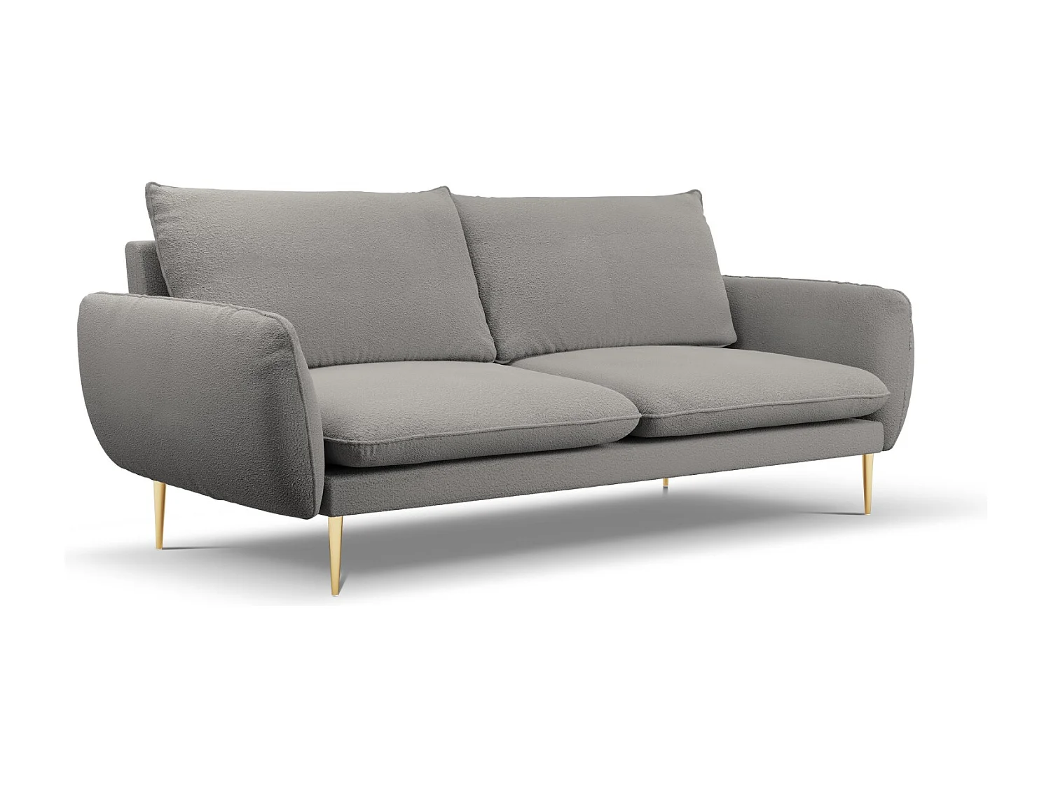 Cosmopolitan Design - Sofá "Vienna" 4 lugares em tecido bouclé cinza - 230x92x95cm