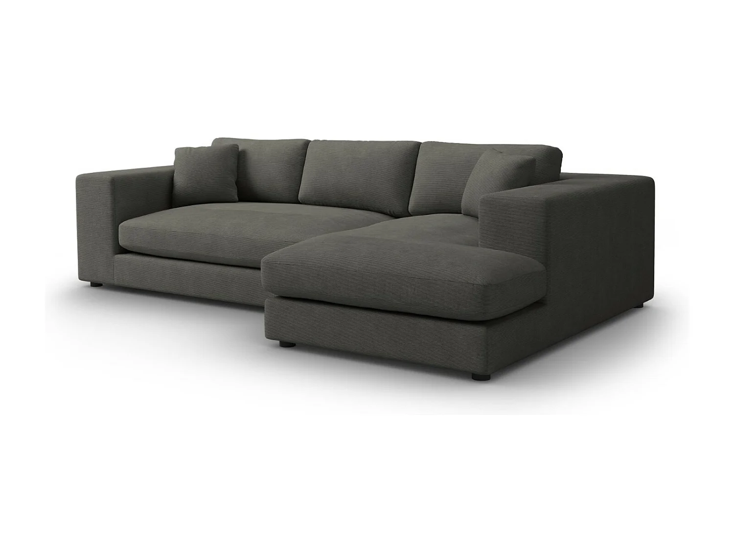 CXL by Christian Lacroix - 5-Sitzer Ecksofa rechts "Tendance" Sitzer aus Cord dunkelgrau - 282x174x72cm