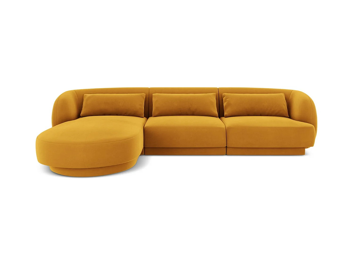 Cosmopolitan Design - Canapé d'angle gauche "Tulum" 4 places en velours jaune - 255x156x70cm
