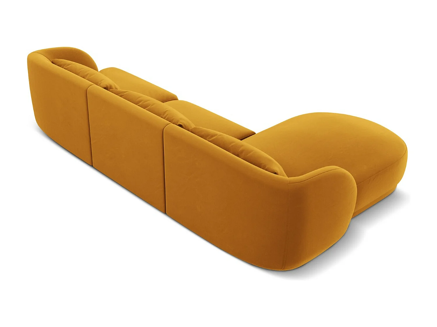 Cosmopolitan Design - Canapé d'angle gauche "Tulum" 4 places en velours jaune - 255x156x70cm