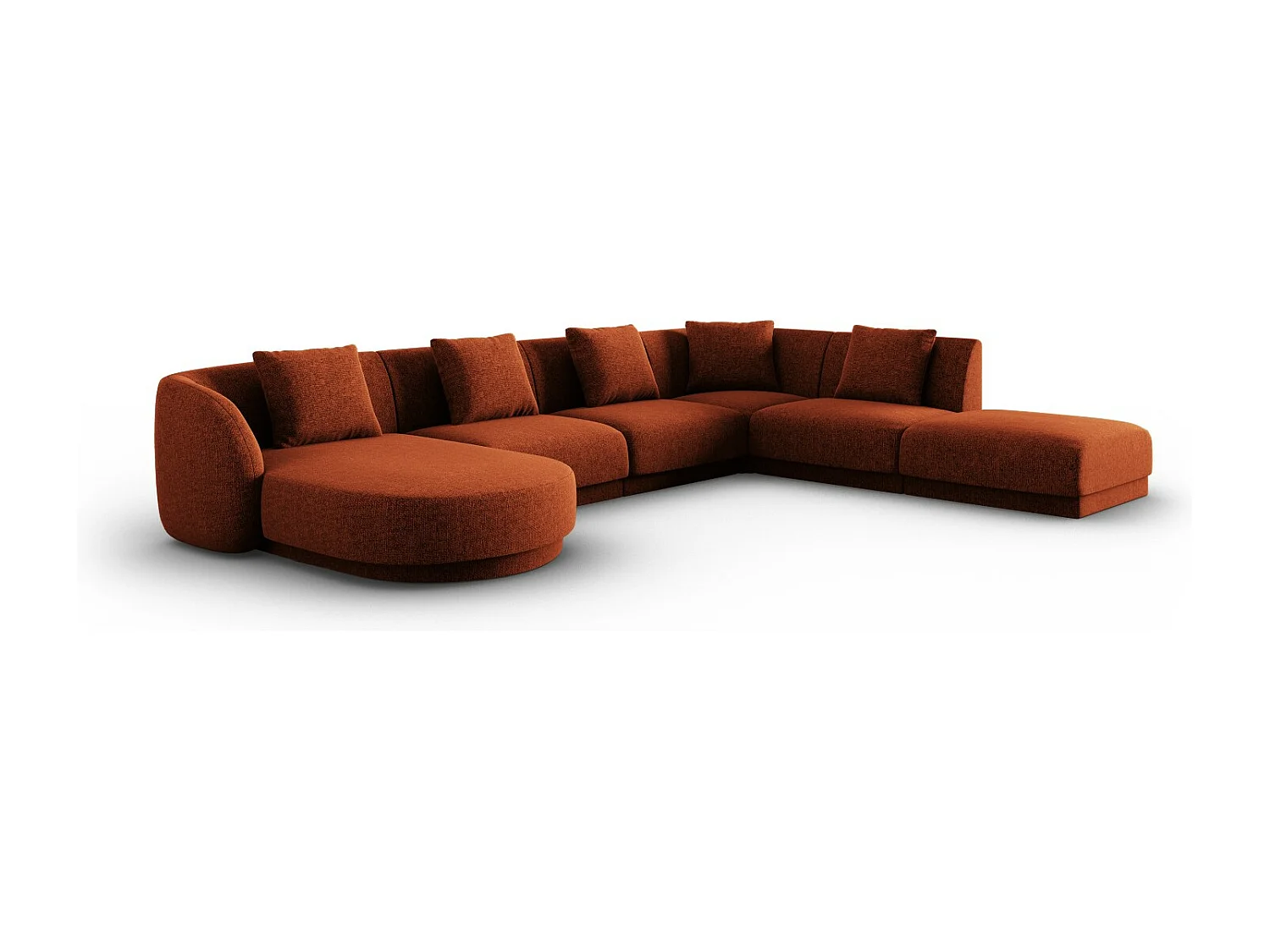 Cosmopolitan Design - Canapé d'angle droit panoramique "Tulum" 6 places en chenille terracotta - 330x255x70cm