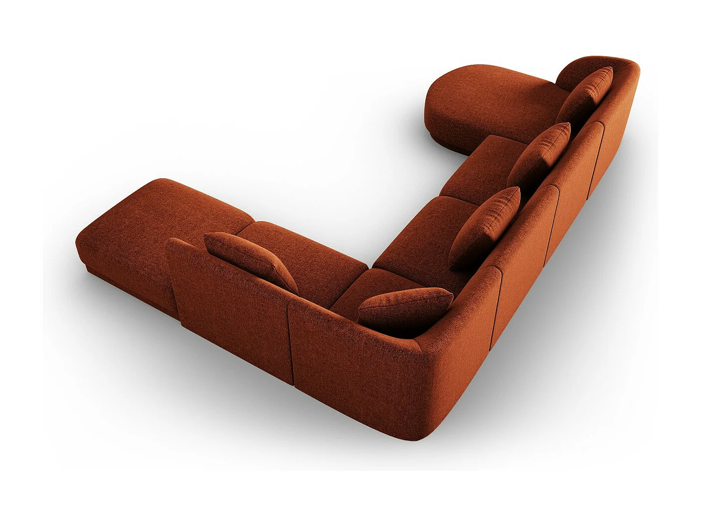 Cosmopolitan Design - Canapé d'angle droit panoramique "Tulum" 6 places en chenille terracotta - 330x255x70cm