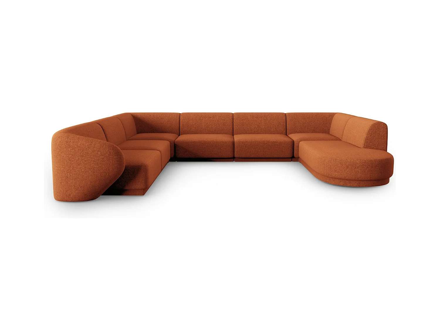CXL by Christian Lacroix - Modulaire panoramische hoekbank links "Lionel" 8 zitplaatsen, Chenille, terracotta melange - 342x323x74cm