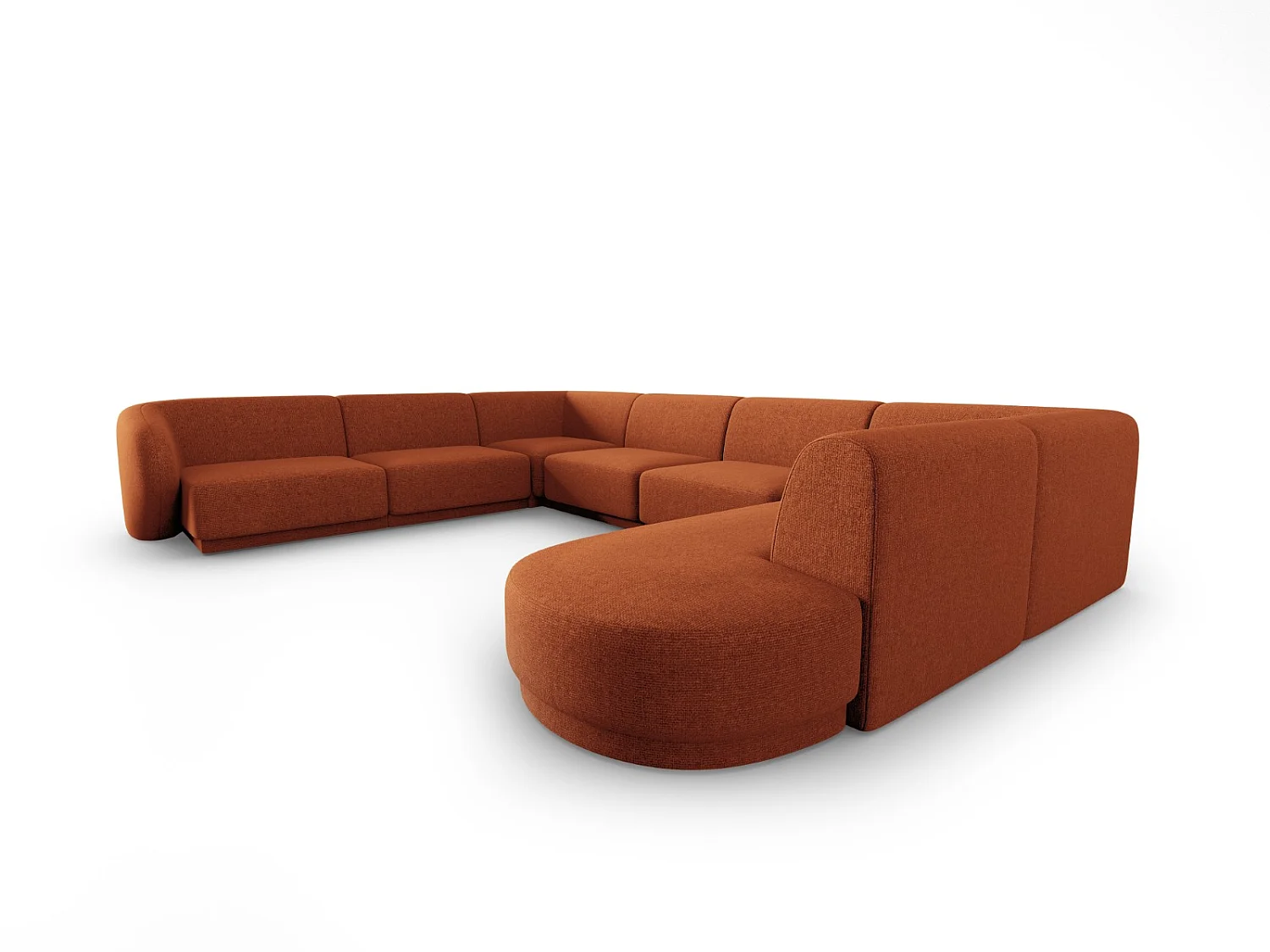 CXL by Christian Lacroix - Divano modulare panoramico sinistro "Lionel" 8 posti in ciniglia miscela di terracotta - 342x323x74cm
