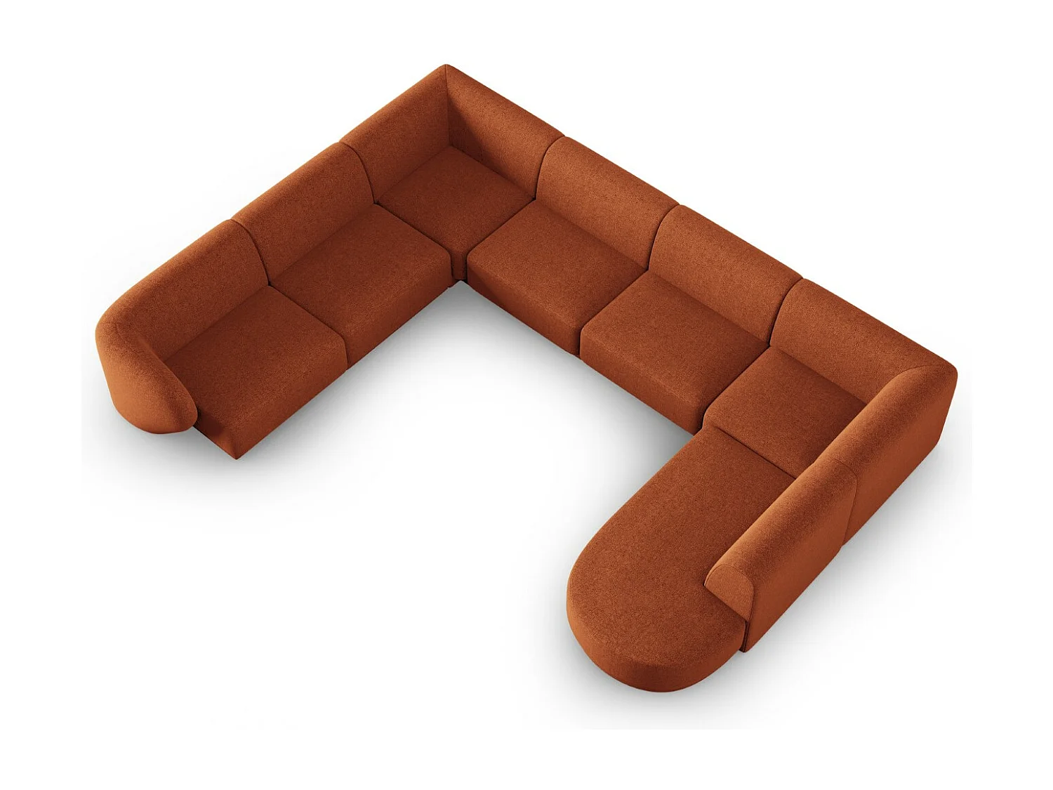 CXL by Christian Lacroix - Divano modulare panoramico sinistro "Lionel" 8 posti in ciniglia miscela di terracotta - 342x323x74cm