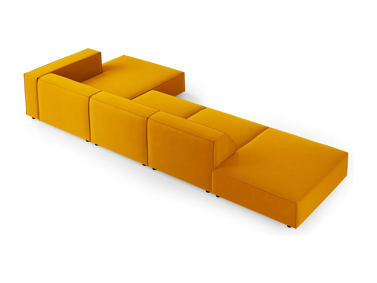 Cosmopolitan Design - Sofá esquinero derecho "Arendal" 5 plazas de terciopelo amarillo - 341x166x70cm