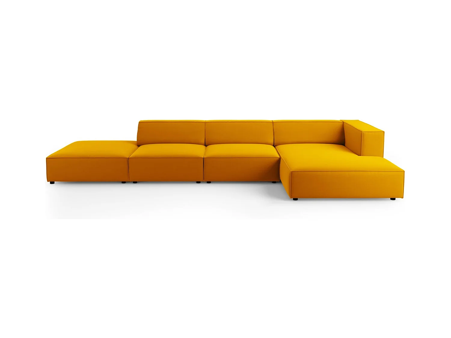 Cosmopolitan Design - Rechter hoekbank "Arendal" 5 zitplaatsen, Flueel, GEEL - 341x166x70cm