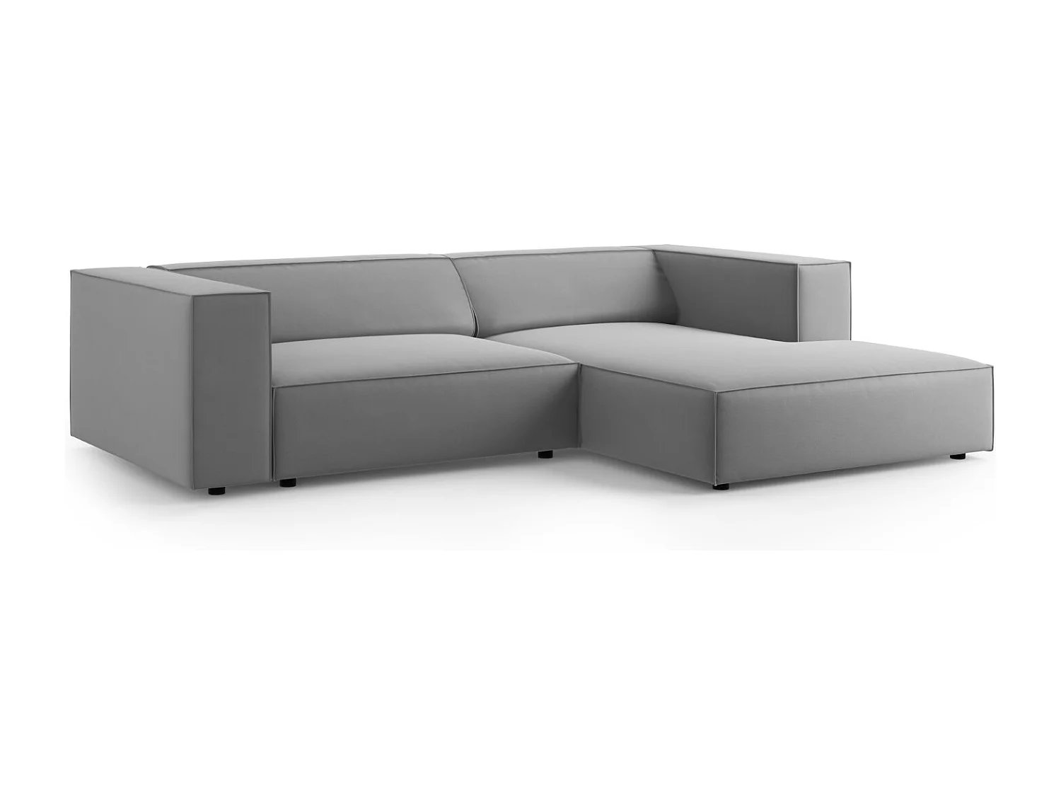 Cosmopolitan Design - 3-Sitzer Ecksofa rechts "Arendal" aus Samt hellgrau - 224x166x70cm