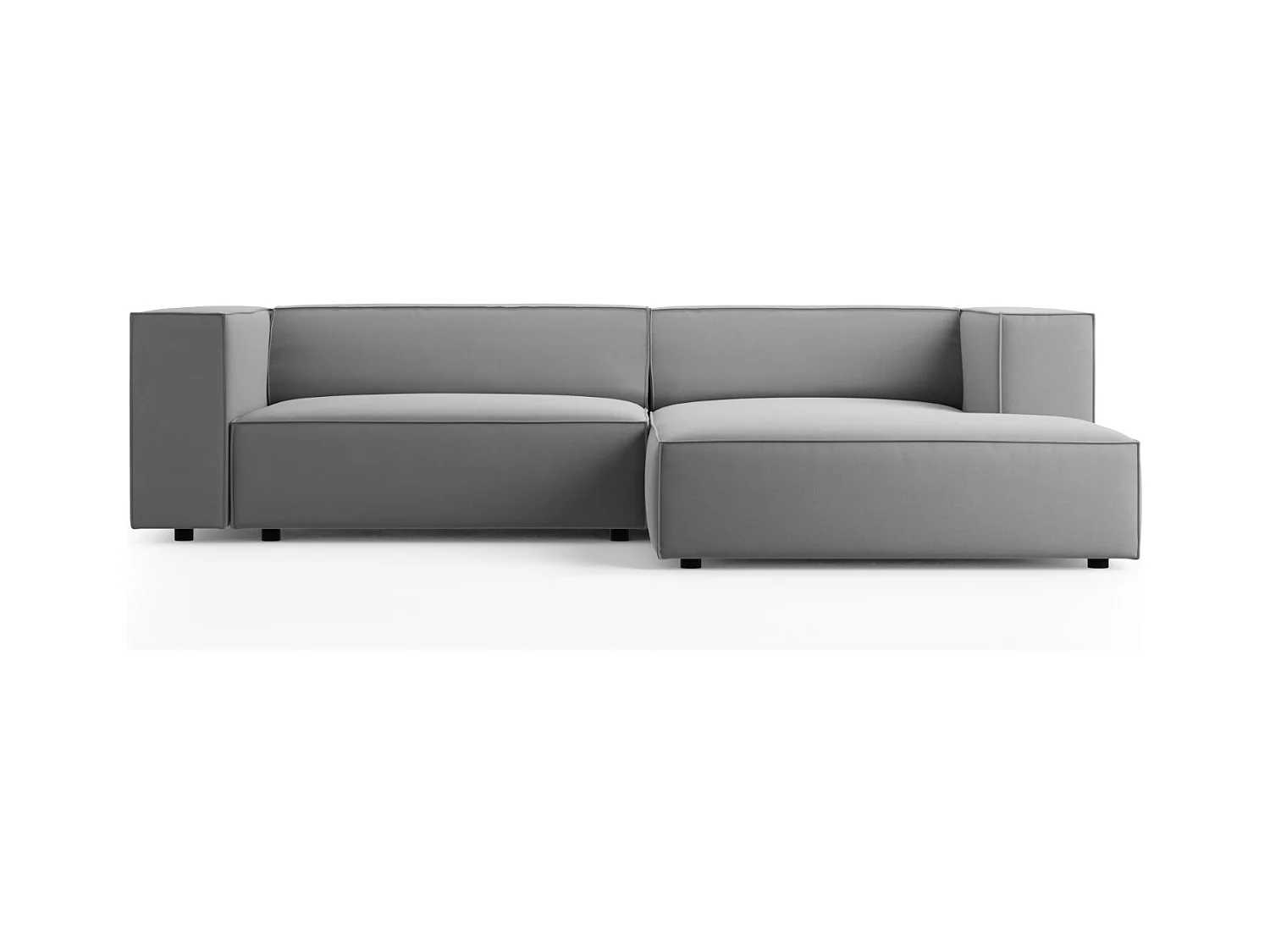 Cosmopolitan Design - Rechter hoekbank "Arendal" 3 zitplaatsen, Flueel, Lichtgrijs - 224x166x70cm