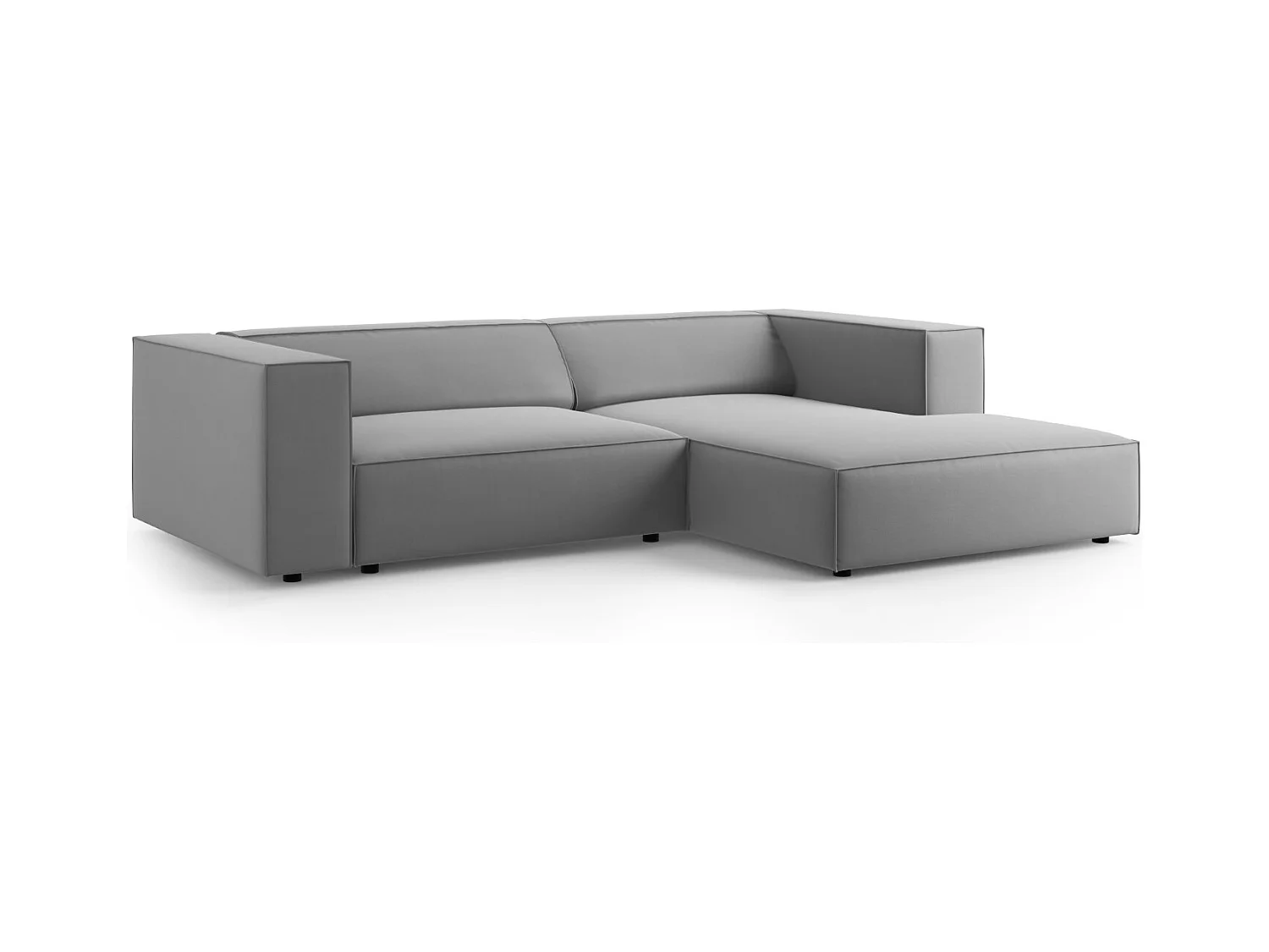 Cosmopolitan Design - Canapé d'angle droit "Arendal" 3 places en velours gris clair - 224x166x70cm