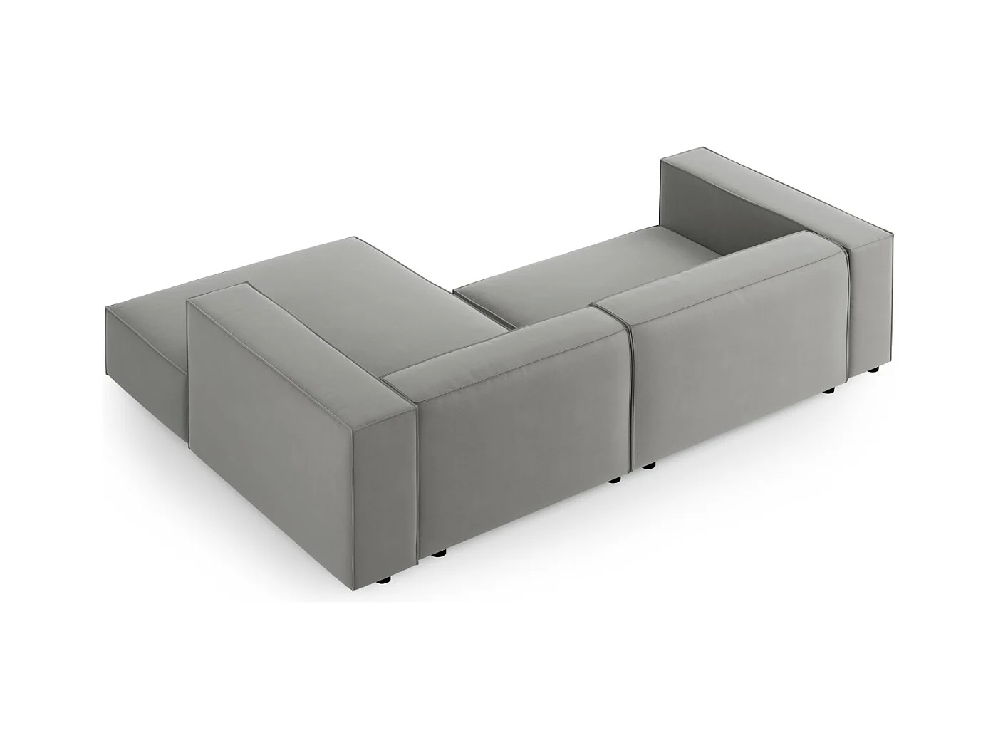 Cosmopolitan Design - Canapé d'angle droit "Arendal" 3 places en velours gris clair - 224x166x70cm