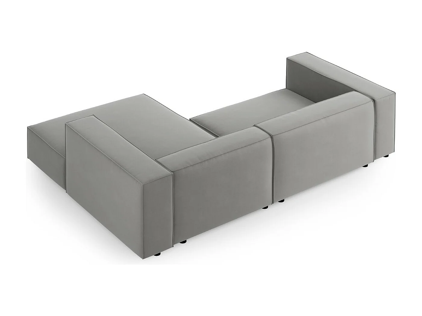 Cosmopolitan Design - Sofá de canto direito "Arendal" 3 lugares em veludo cinza claro - 224x166x70cm