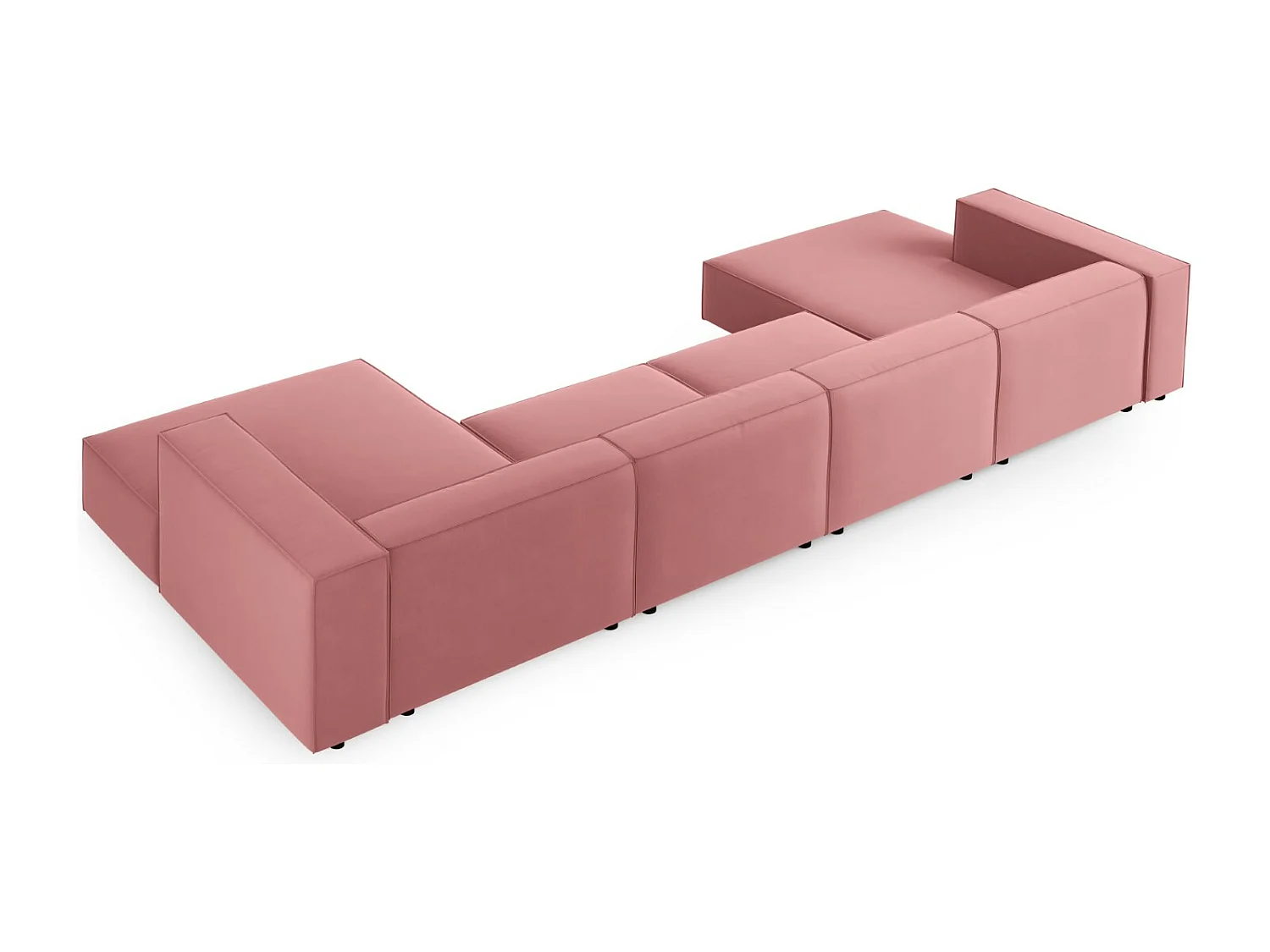 Cosmopolitan Design - Panoramische bank "Arendal" 6 zitplaatsen, Flueel, Zalm - 364x166x70cm