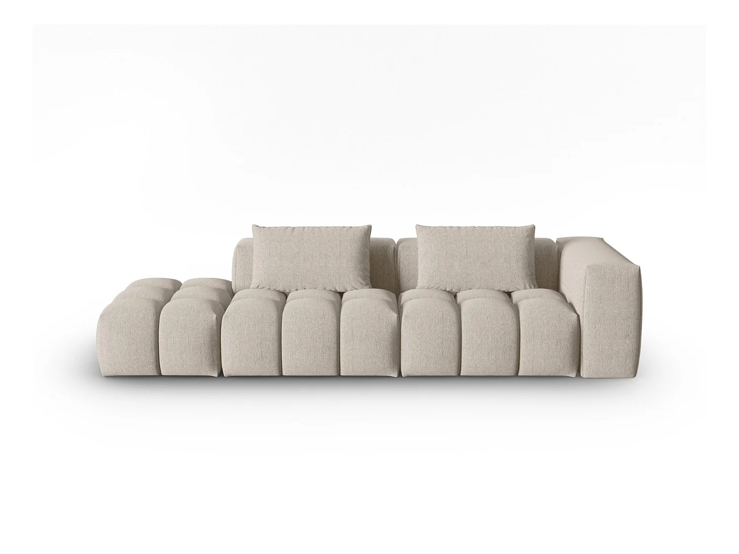 CXL by Christian Lacroix - Linker modulaire bank "Lorella" 3 zitplaatsen, Structurele stof, Zand - 265x85x70cm