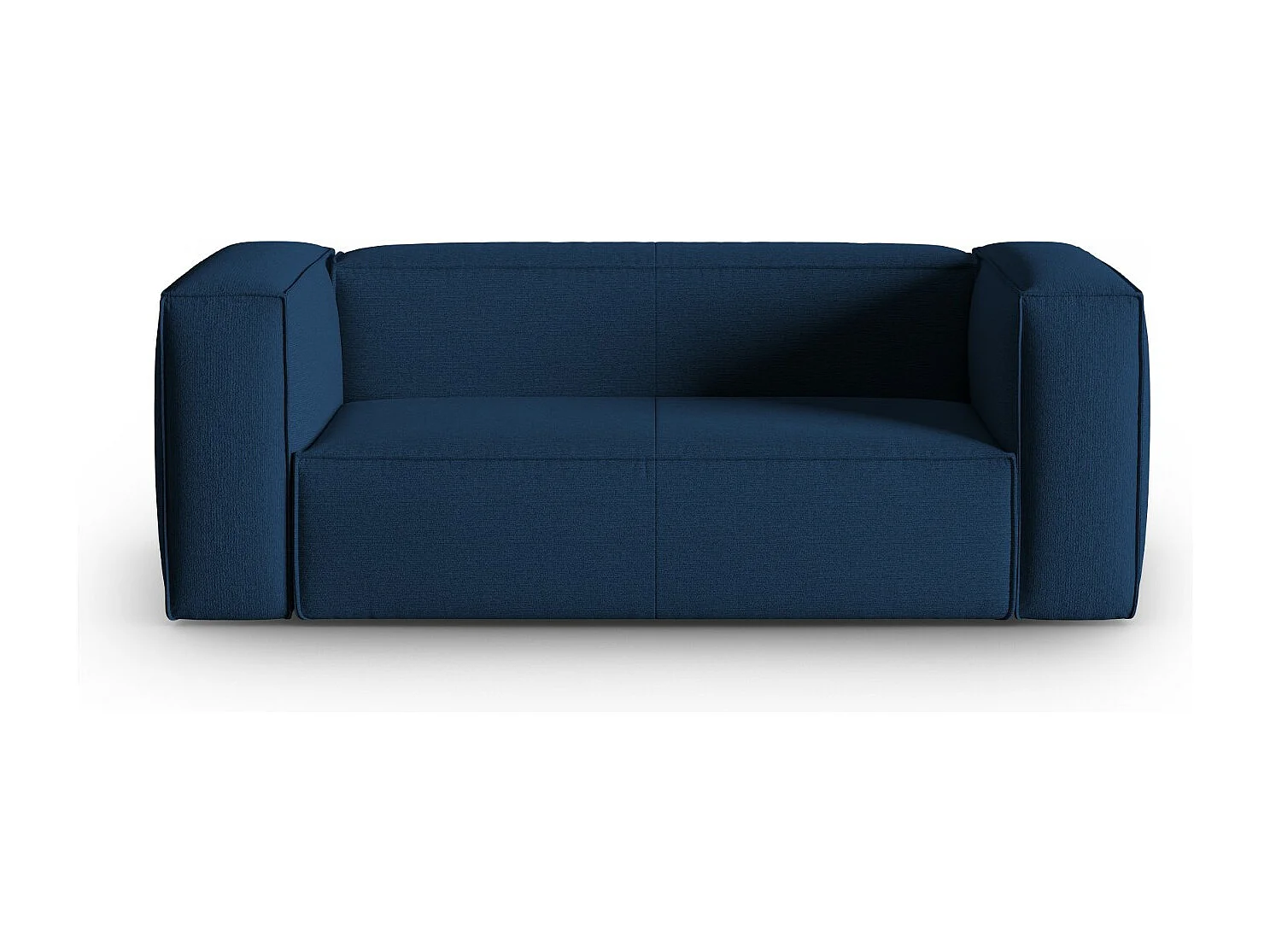 Cosmopolitan Design - Sofá "Mackay" 2 plazas de terciopelo estructurado azul oscuro - 150x94x73cm