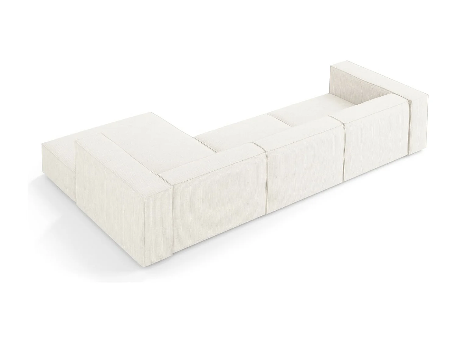 Cosmopolitan Design - Narożnik prawy, "Arendal" 4 miejsca szenil z efektem prążkowania, kość słoniowa - 284x166x70cm