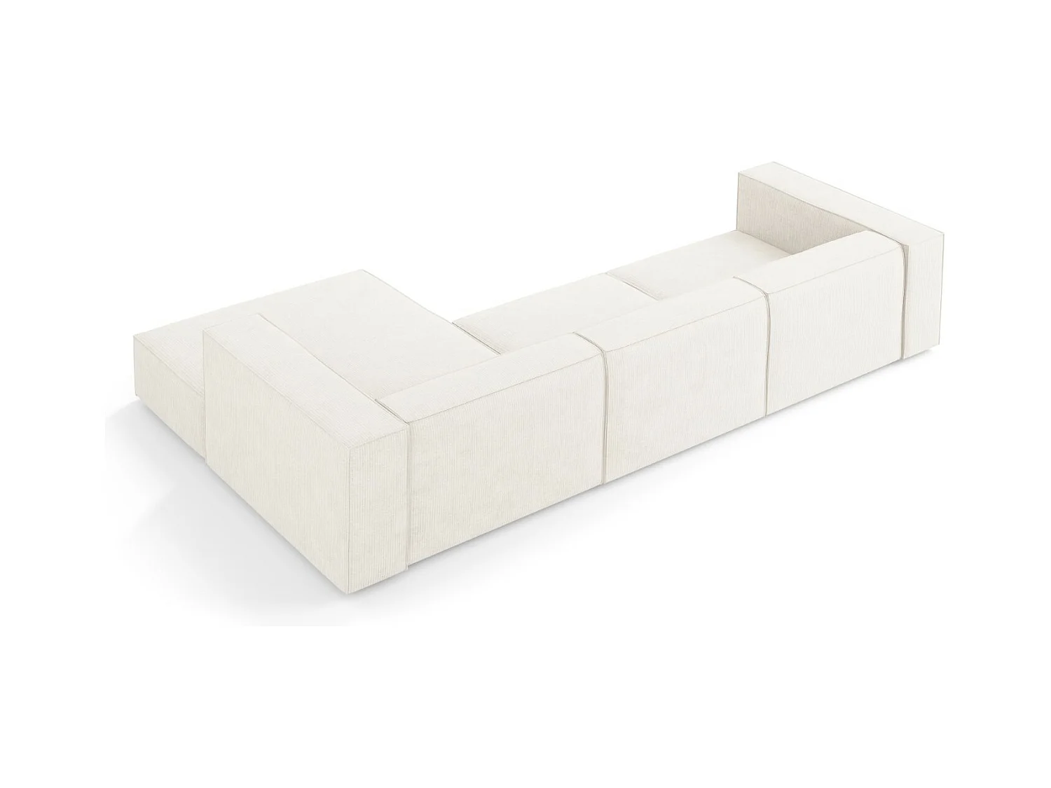 Cosmopolitan Design - Canapé d'angle droit "Arendal" 4 places en chenille avec un effet côtelé ivoire - 284x166x70cm