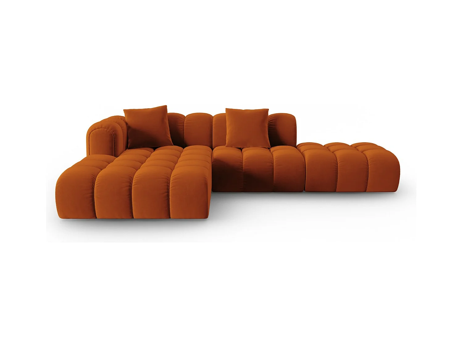 CXL by Christian Lacroix - Canapé d'angle gauche modulable "Clotilde" 4 places en velours terracotta - 309x190x70cm