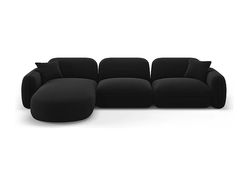 CXL by Christian Lacroix - Canapé d'angle gauche modulable "Lucien" 4 places en velours noir - 320x165x70cm