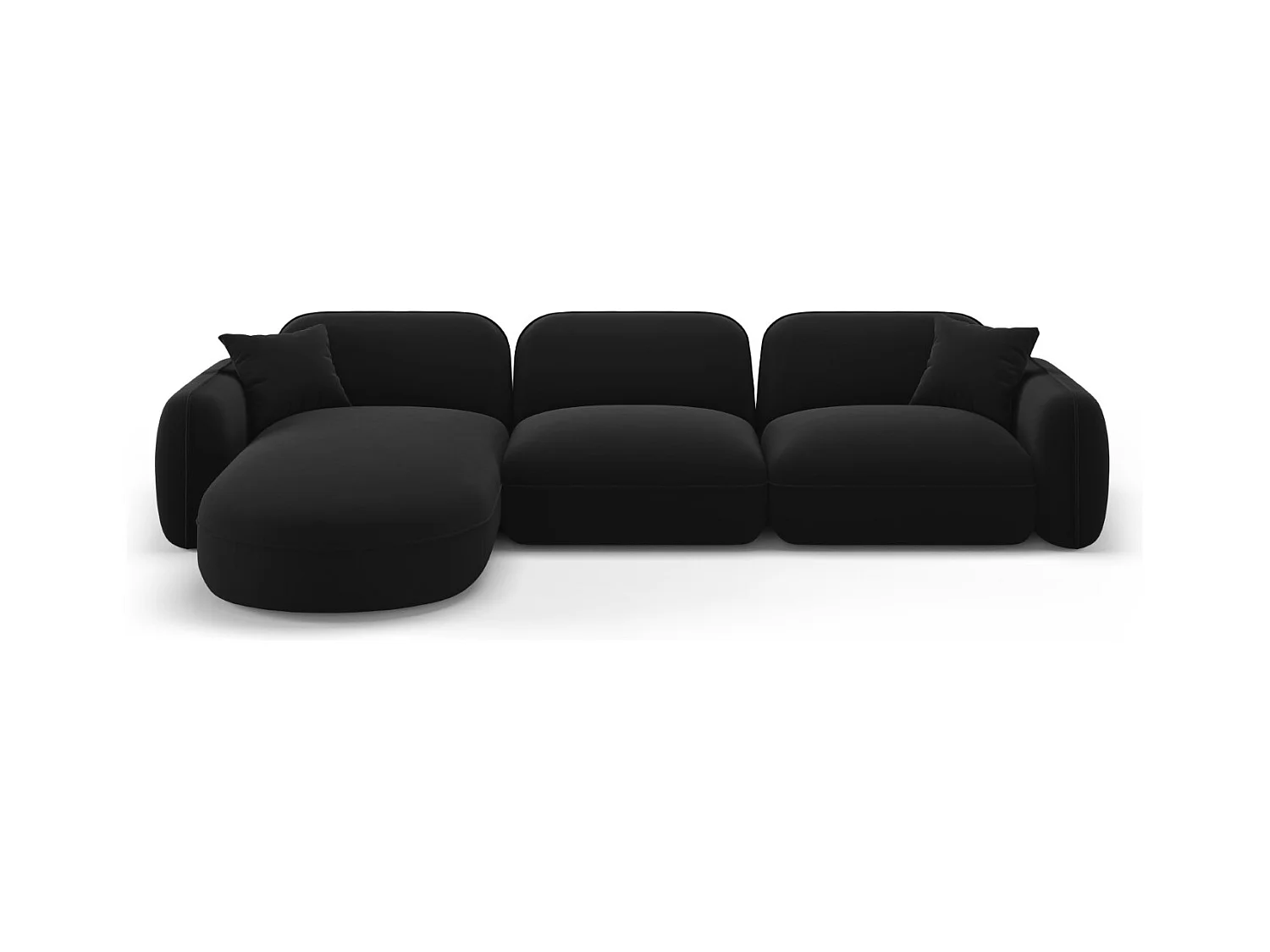 CXL by Christian Lacroix - Modulaire hoekbank links "Lucien" 4 zitplaatsen, Flueel, Zwart - 320x165x70cm