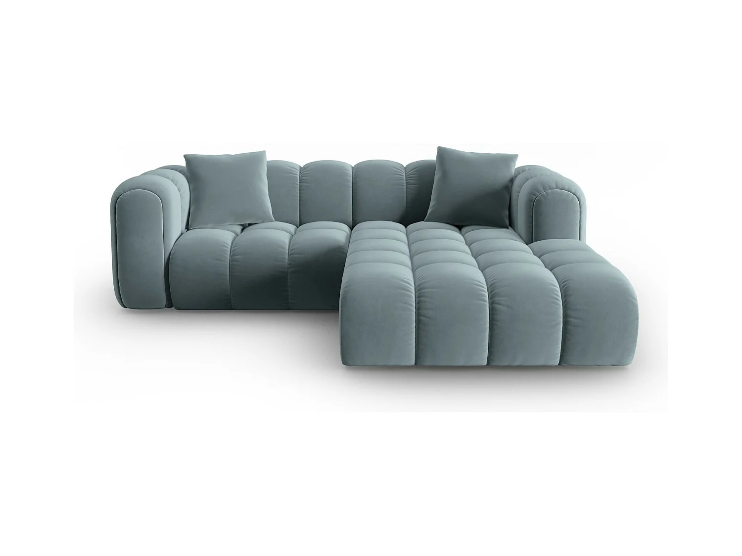 CXL by Christian Lacroix - Modulaire hoekbank rechts "Clotilde" 3 zitplaatsen, Flueel, Lichtblauw - 187x190x70cm