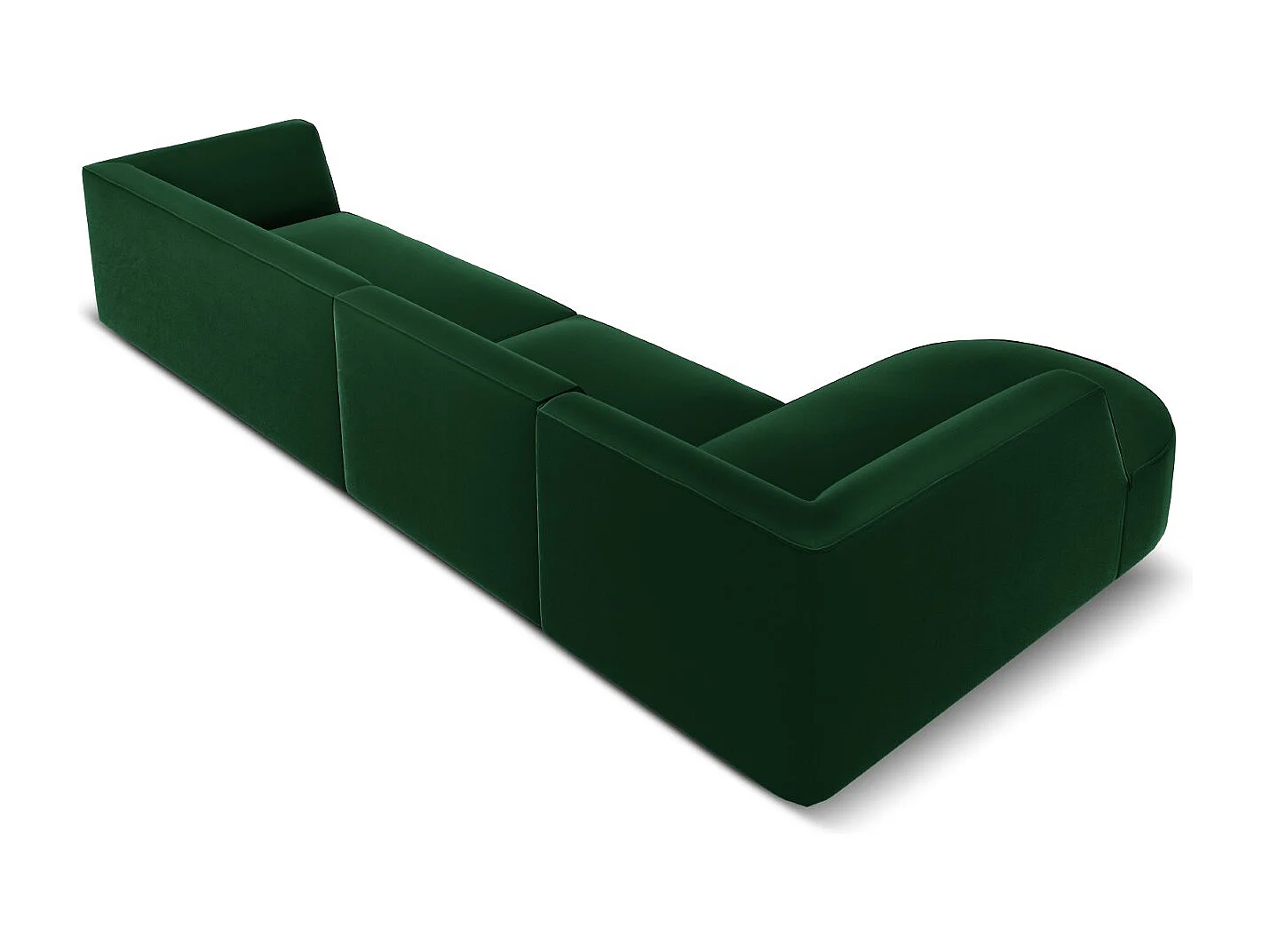 CXL by Christian Lacroix - Sofá de canto esquerdo "Charles" 5 lugares em veludo verde - 366x180x69cm