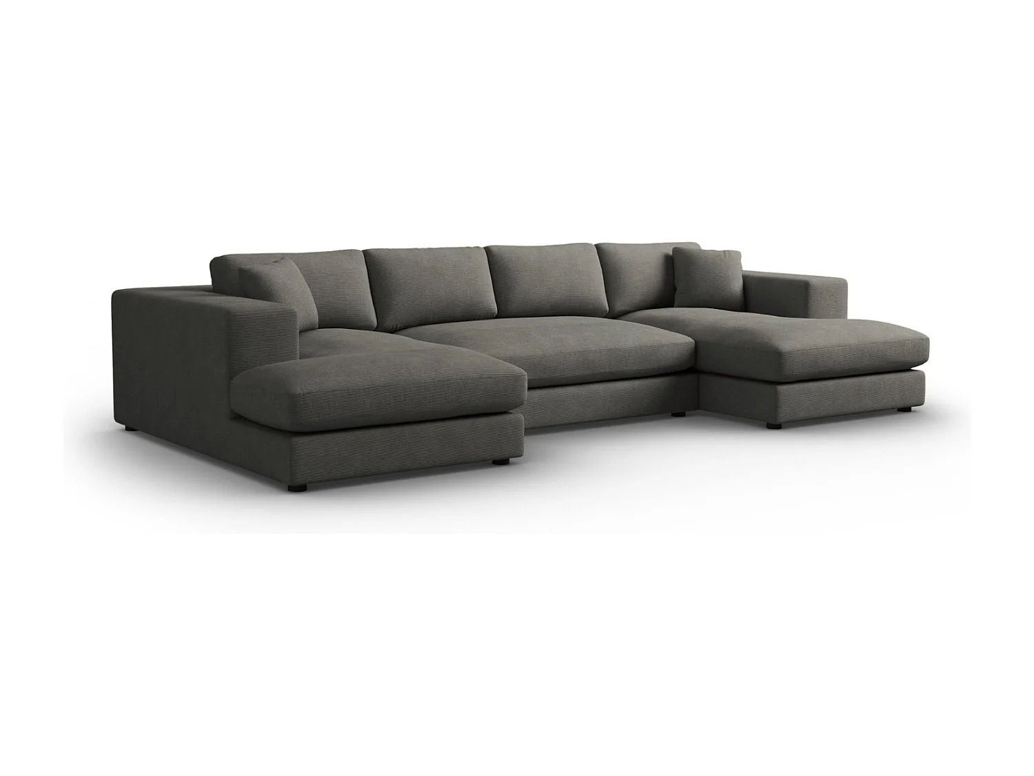 CXL by Christian Lacroix - Sofá panorámico "Tendance" 5 plazas de pana gris oscuro - 344x170x72cm