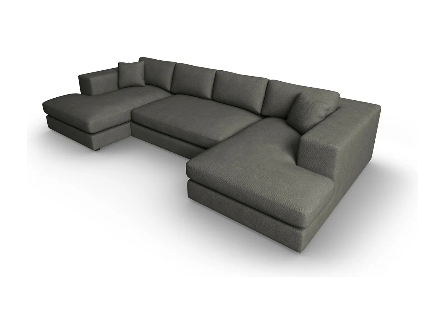 CXL by Christian Lacroix - Sofá panorâmico "Tendance" 5 lugares em veludo cotelê cinza escuro - 344x170x72cm