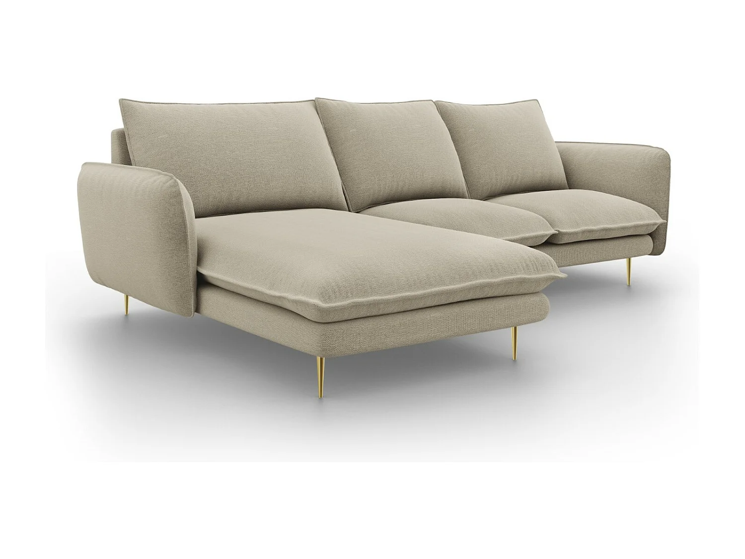 Cosmopolitan Design - Canapé d'angle gauche "Vienna" 5 places en tissu structurel beige - 255x170x95cm