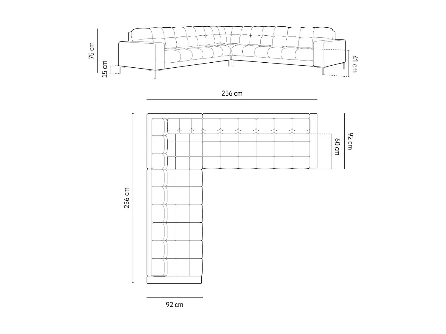Cosmopolitan Design - 6-Sitzer wendbares Ecksofa "Bali" aus Samt leichtes beige - 256x256x75cm