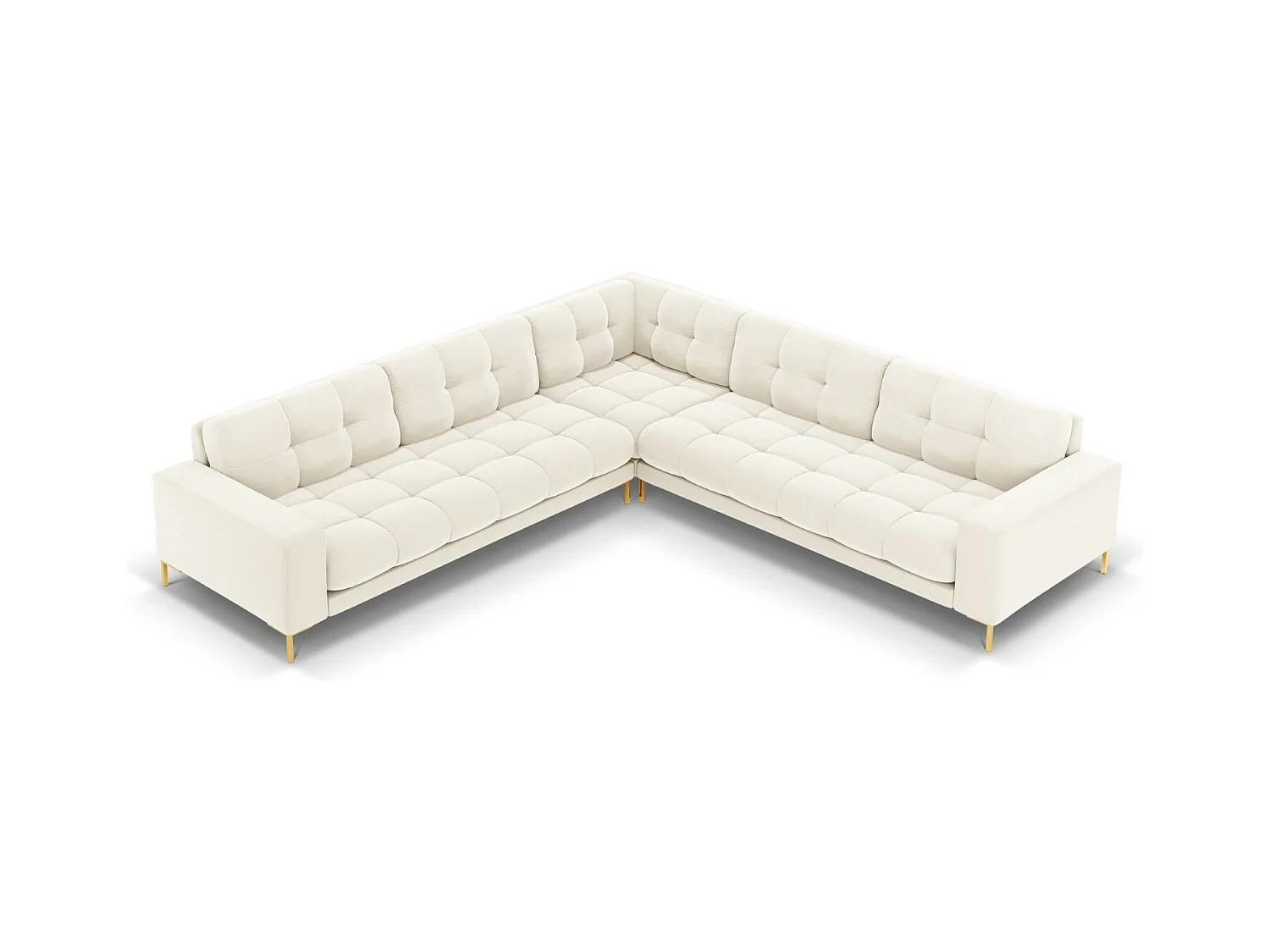 Cosmopolitan Design - Canapé d'angle symétrique "Bali" 6 places en velours beige clair - 256x256x75cm